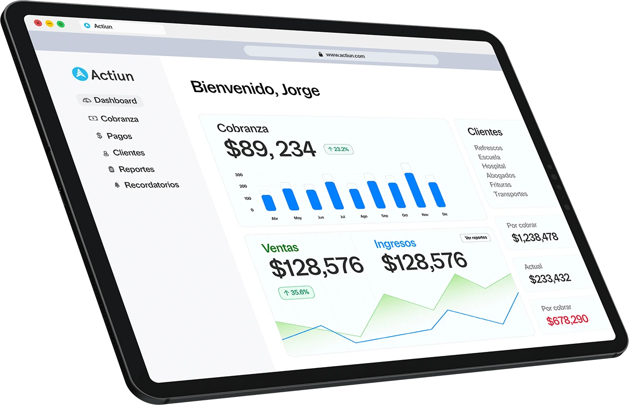 Vista del dashboard de Actiun en móvil
